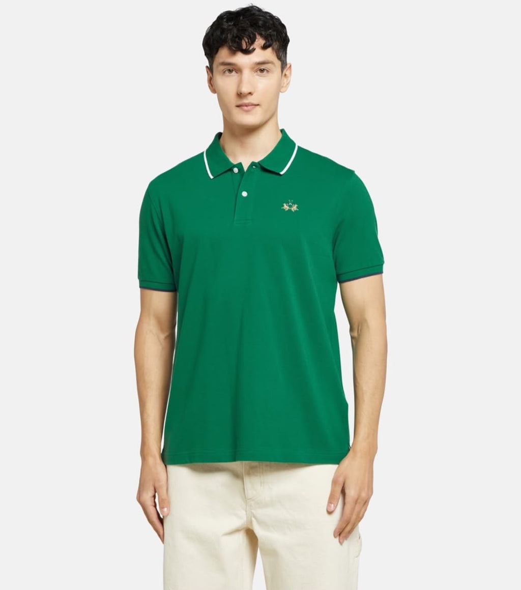 La Martina - Men’s regular fit stretch piqué polo shirt Essential – Amazon Color