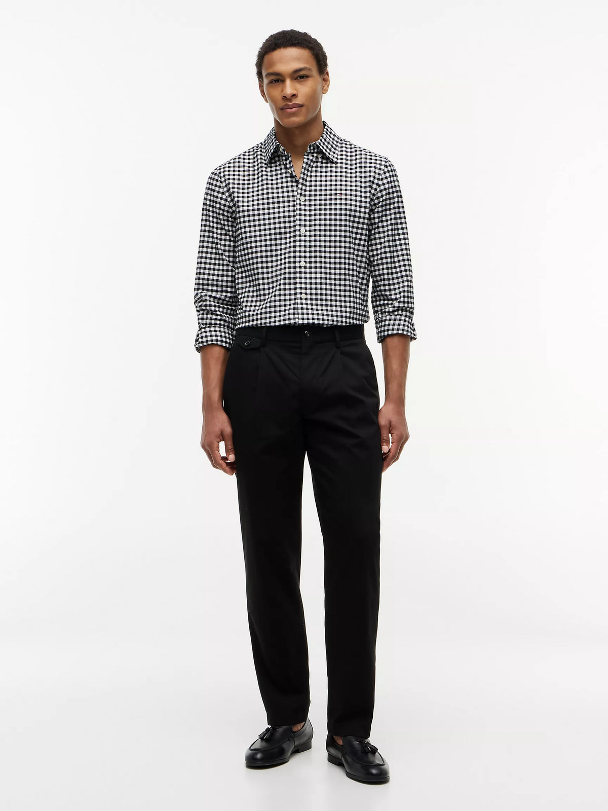 Tommy Regular Fit Gingham Oxford Shirt Black/Optic White