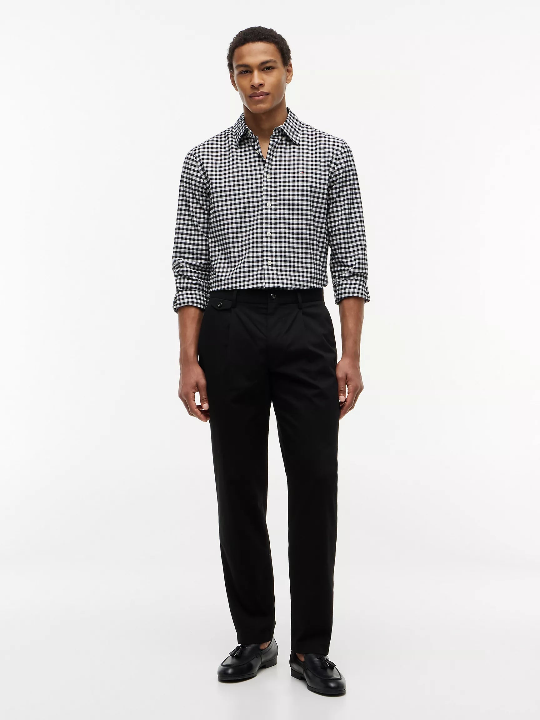 Tommy Regular Fit Gingham Oxford Shirt Black/Optic White