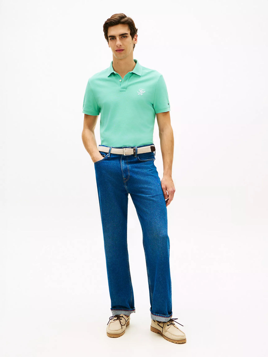 Tommy Hilfiger - Arctic Aqua Regular Fit Script Monogram Pique Polo