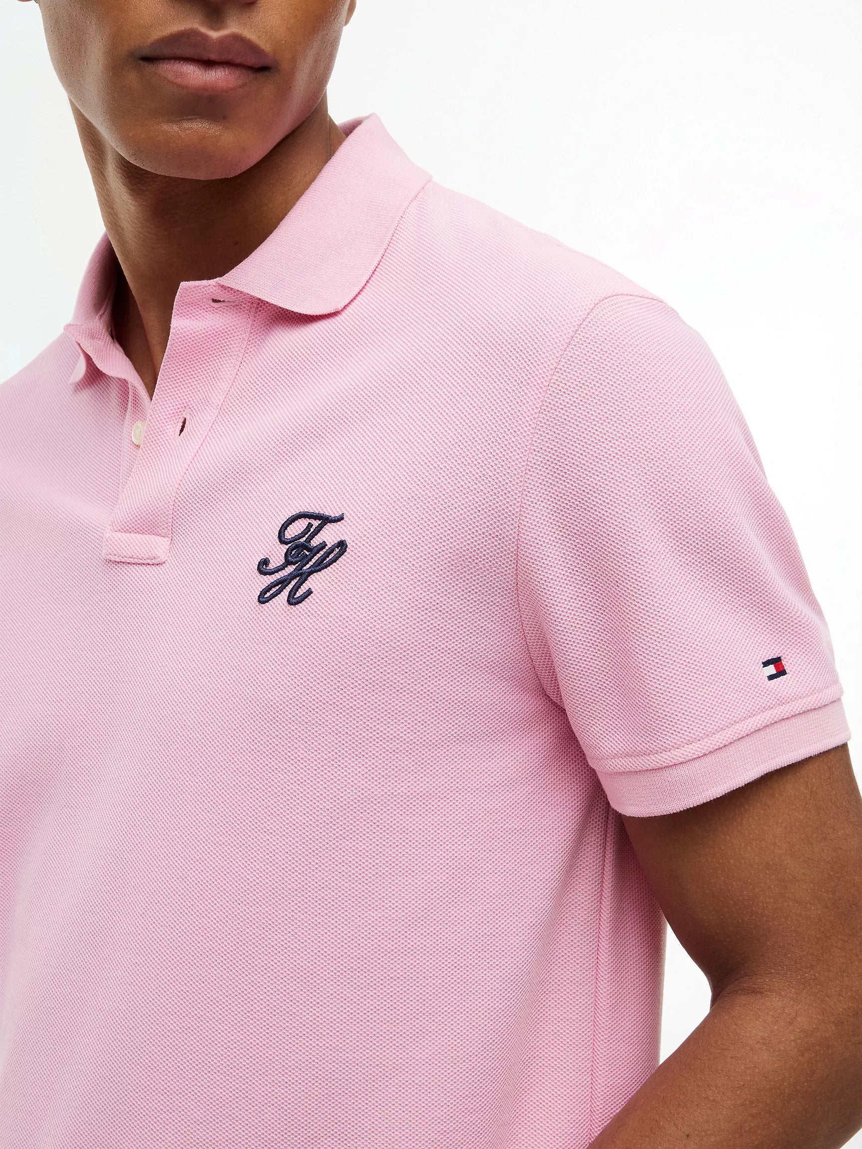 Tommy Hilfiger - Classic Pink Regular Fit Script Monogram Pique Polo