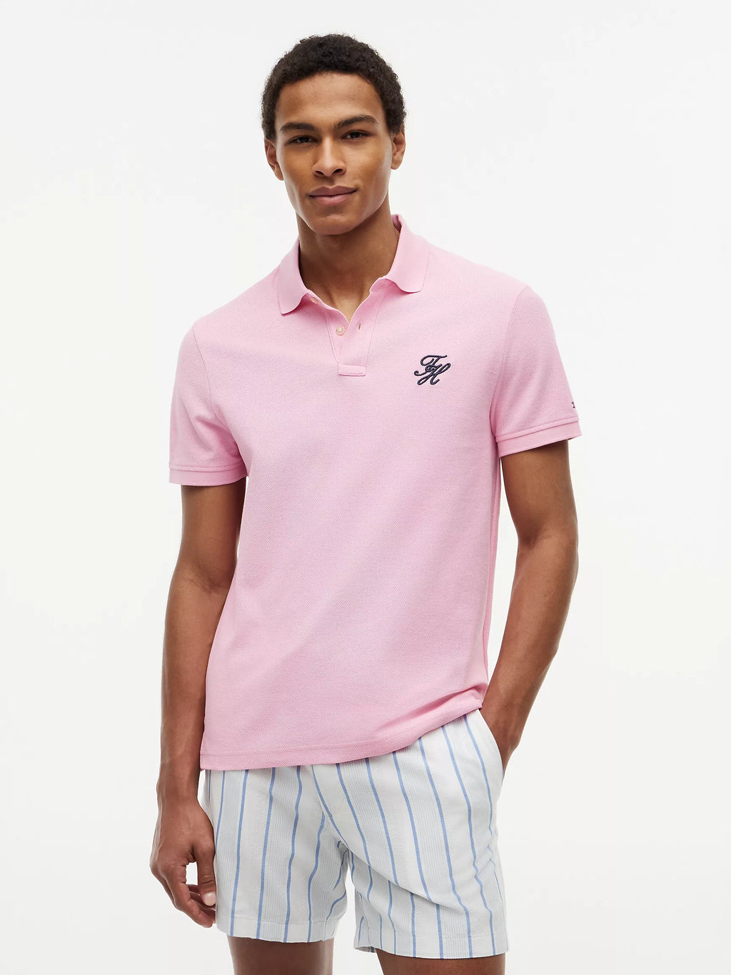 Tommy Hilfiger - Classic Pink Regular Fit Script Monogram Pique Polo