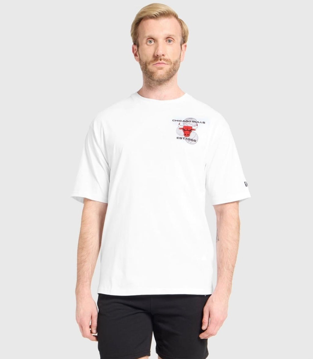 New Era Chicago Bulls NBA Basketball Graphic White Oversized T-Shirt