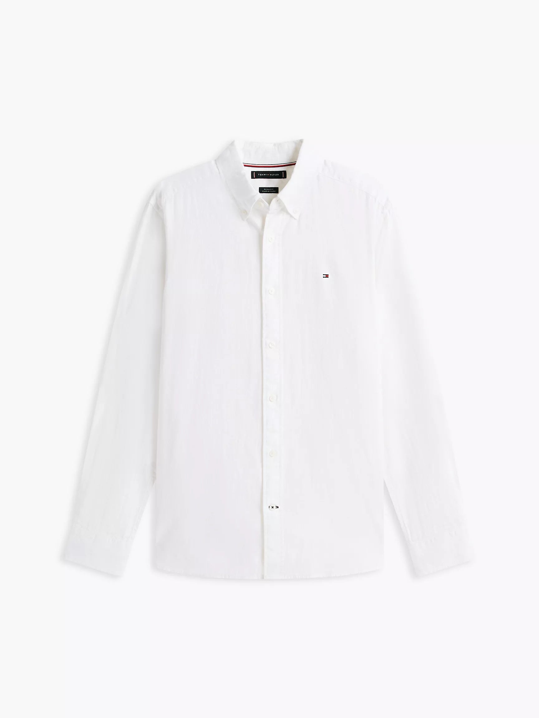 Tommy Hilfiger - Optic White Regular Fit Linen-Blend Shirt