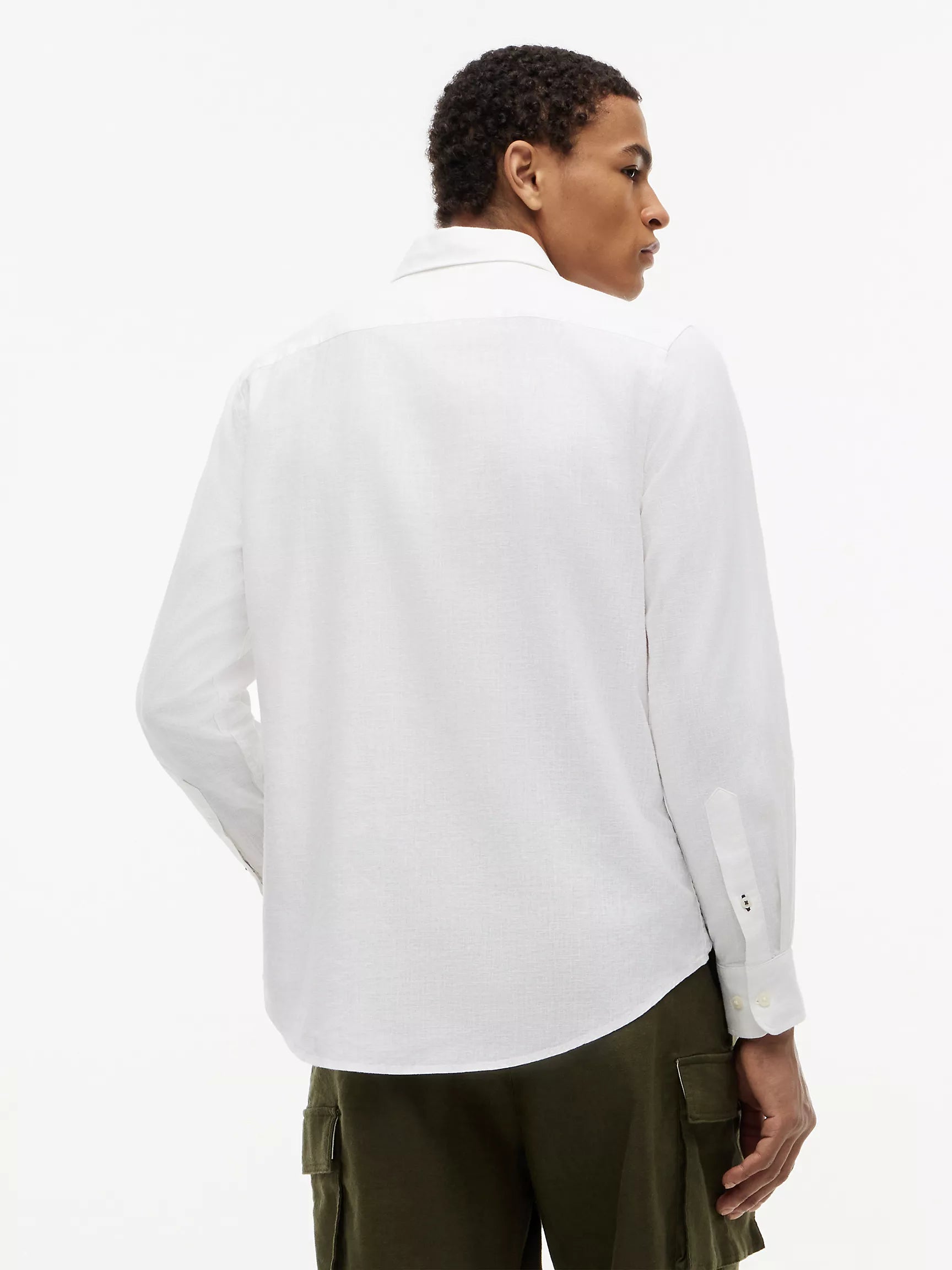 Tommy Hilfiger - Optic White Regular Fit Linen-Blend Shirt
