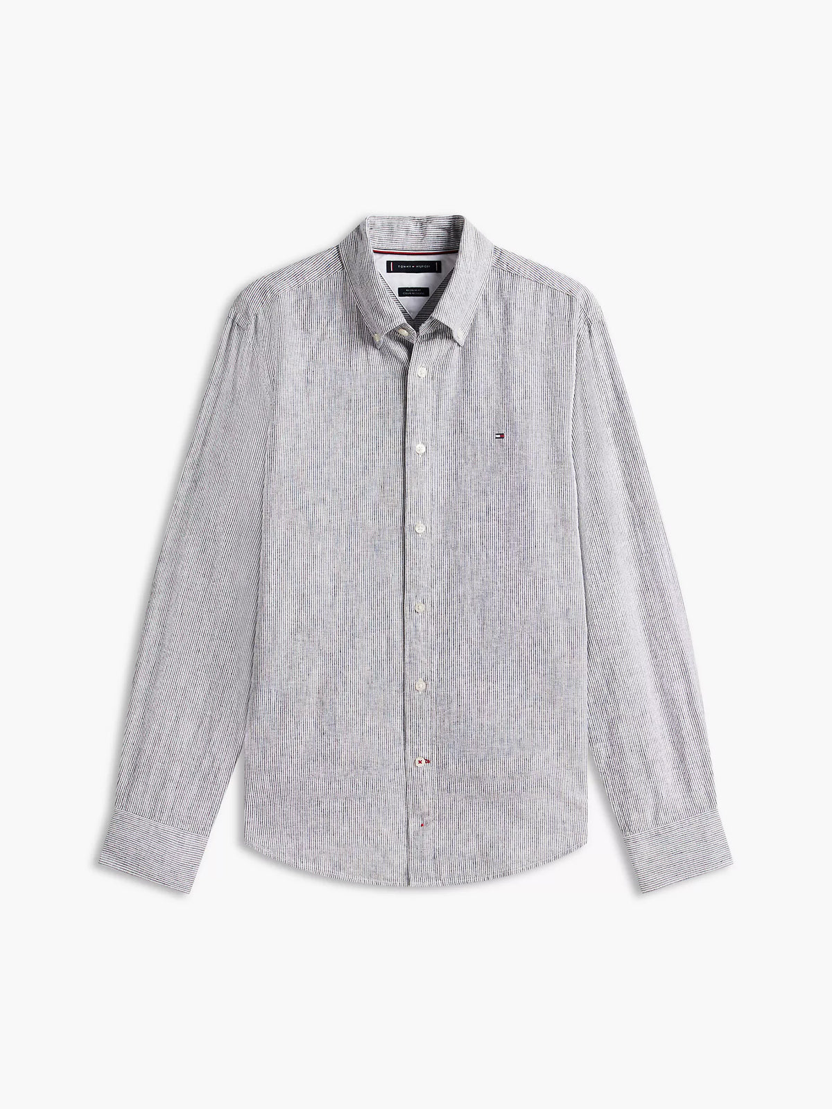 Tommy Hilfiger - Pitch Blue Regular Fit Striped Linen-Blend Shirt
