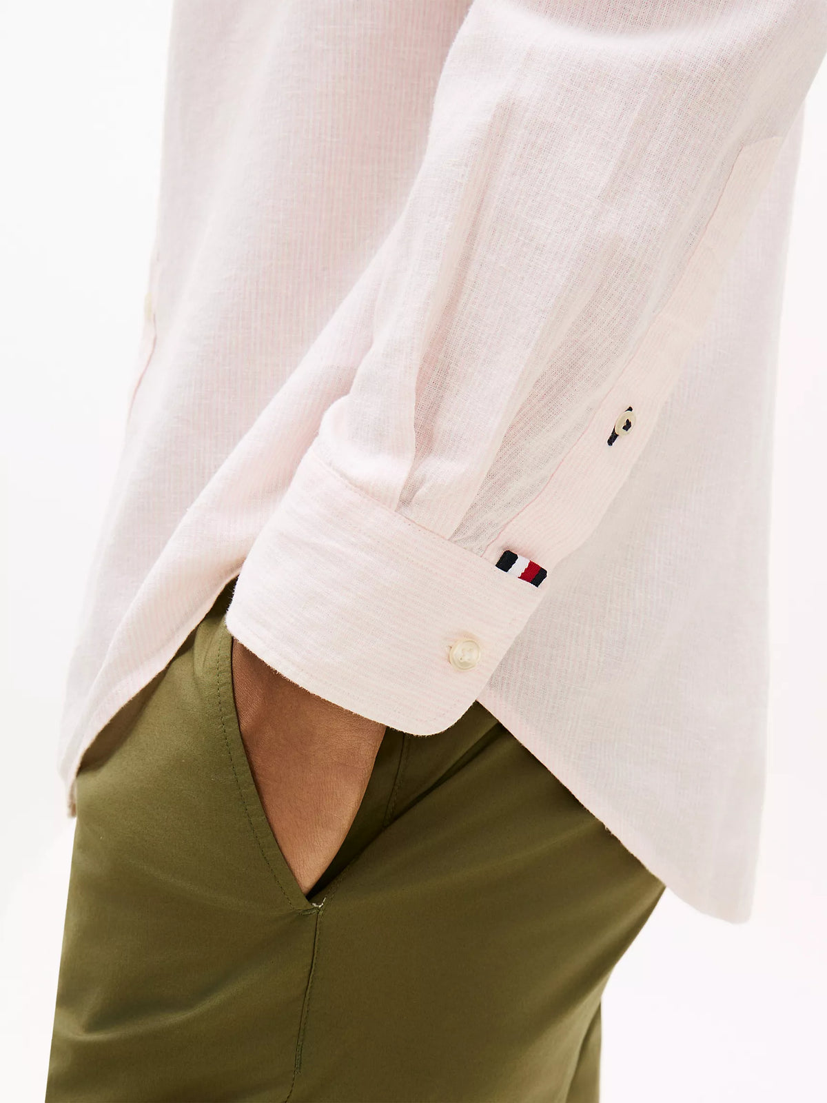 Tommy Hilfiger - Pink Shade Regular Fit Striped Linen-Blend Shirt