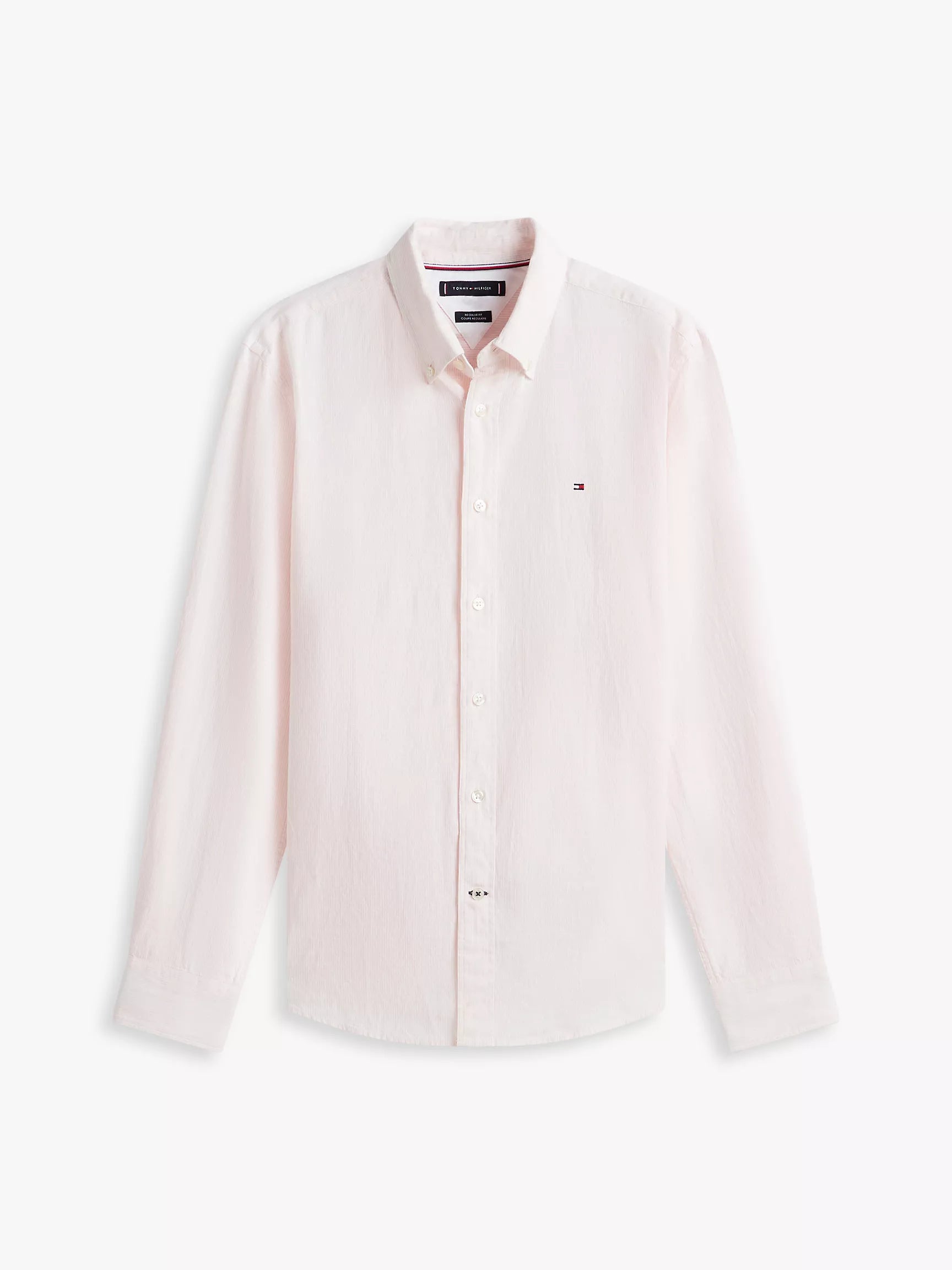 Tommy Hilfiger - Pink Shade Regular Fit Striped Linen-Blend Shirt