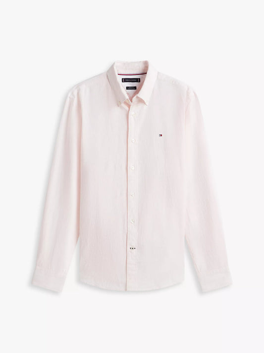 Tommy Hilfiger - Pink Shade Regular Fit Striped Linen-Blend Shirt