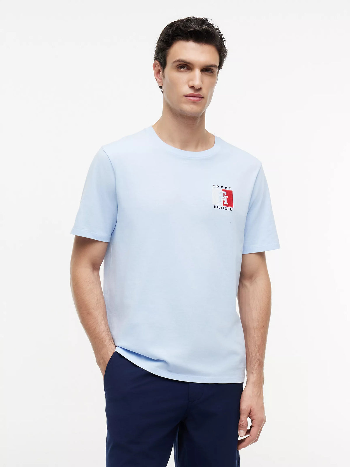 Two-Tone Flag Logo T-Shirt Sweet Blue