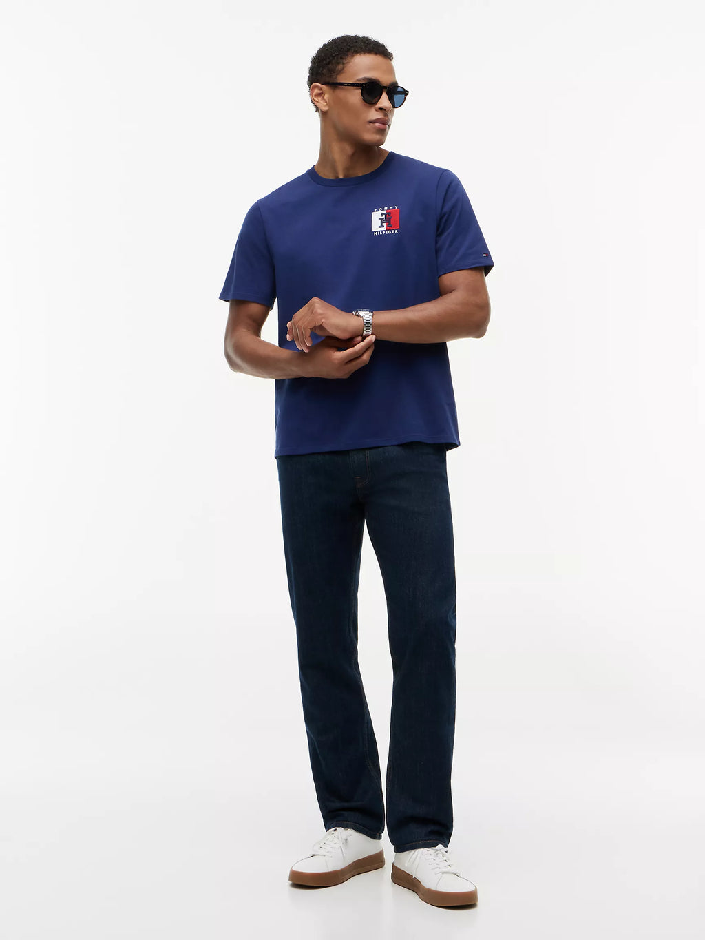 Two-Tone Flag Logo T-Shirt Navy