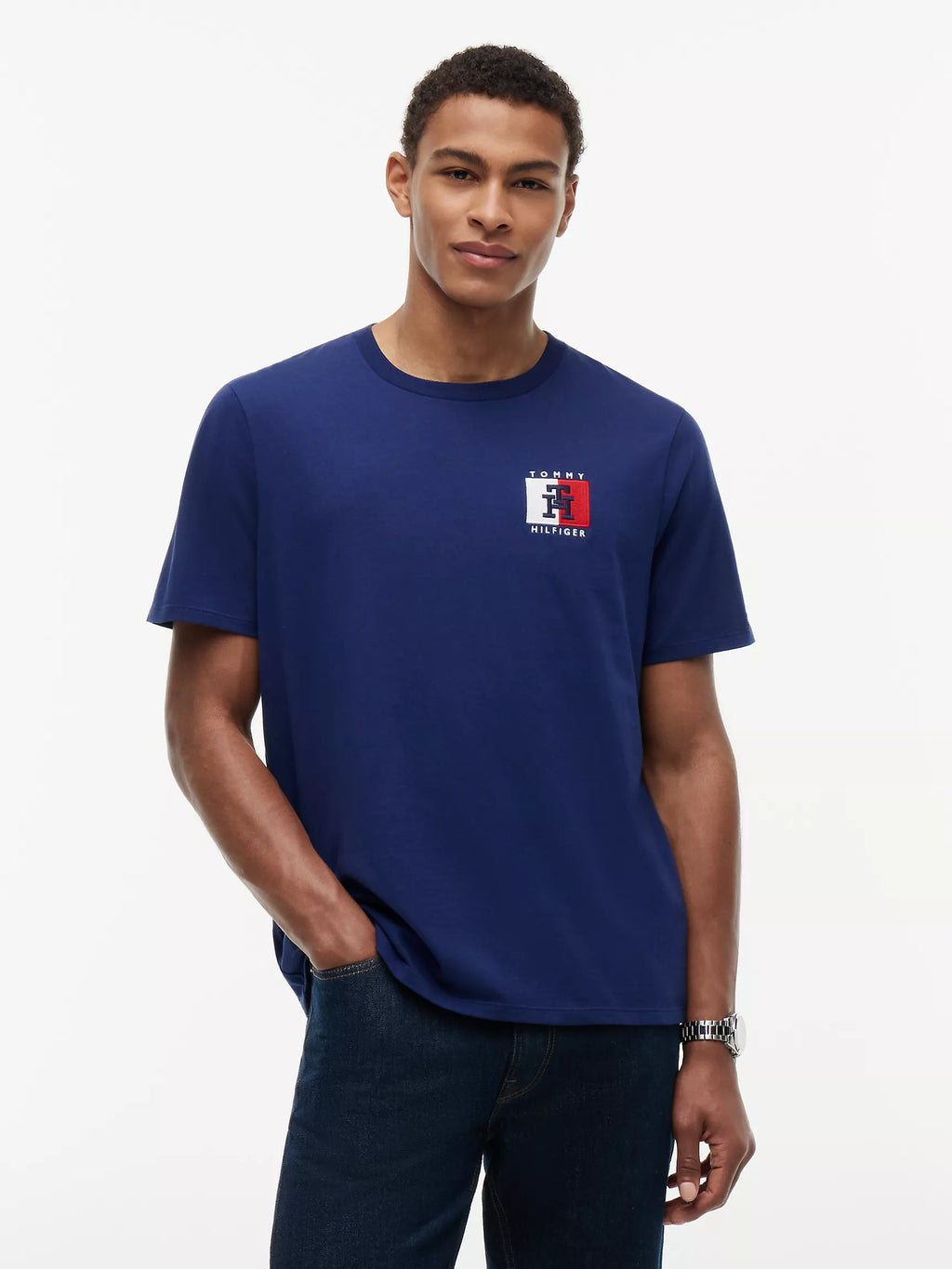 Two-Tone Flag Logo T-Shirt Navy