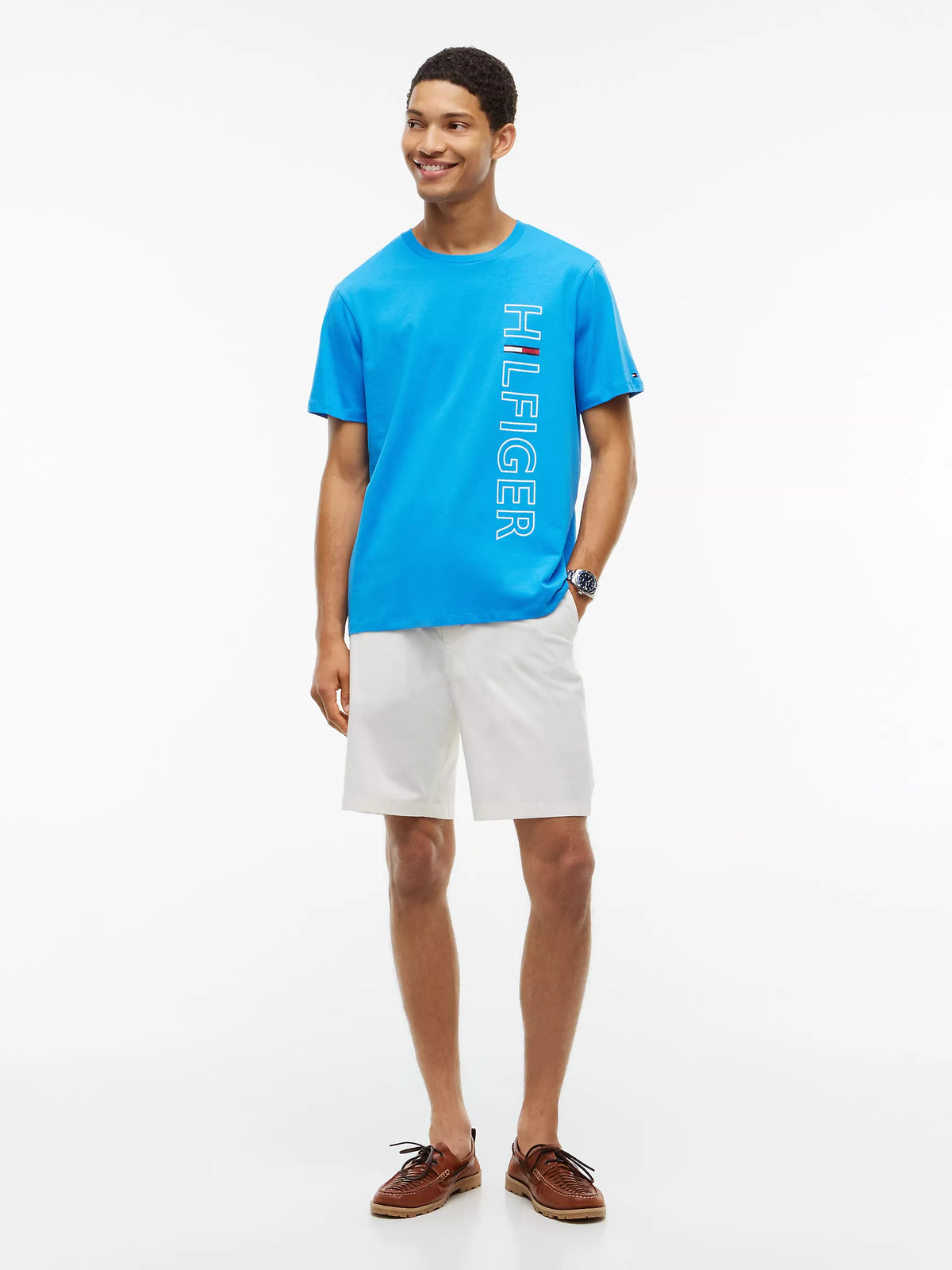 Hilfiger Vertical Hilfiger Logo T-Shirt Deep Sky Blue