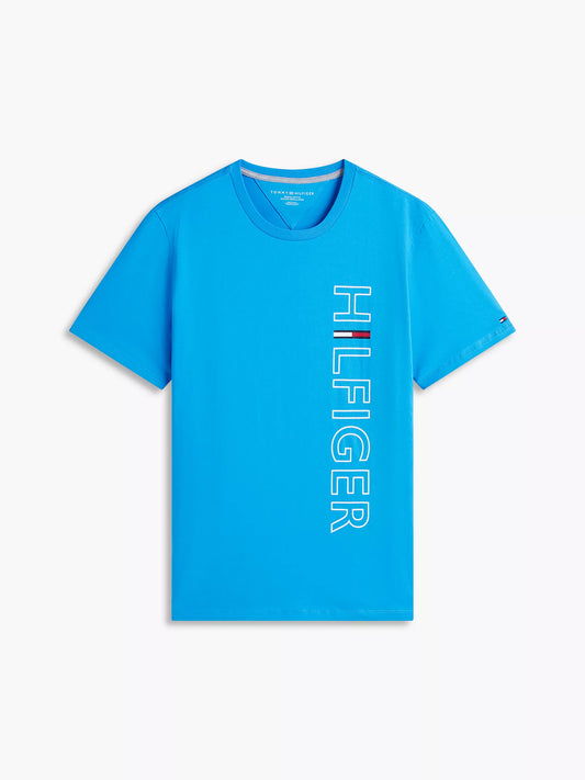 Hilfiger Vertical Hilfiger Logo T-Shirt Deep Sky Blue