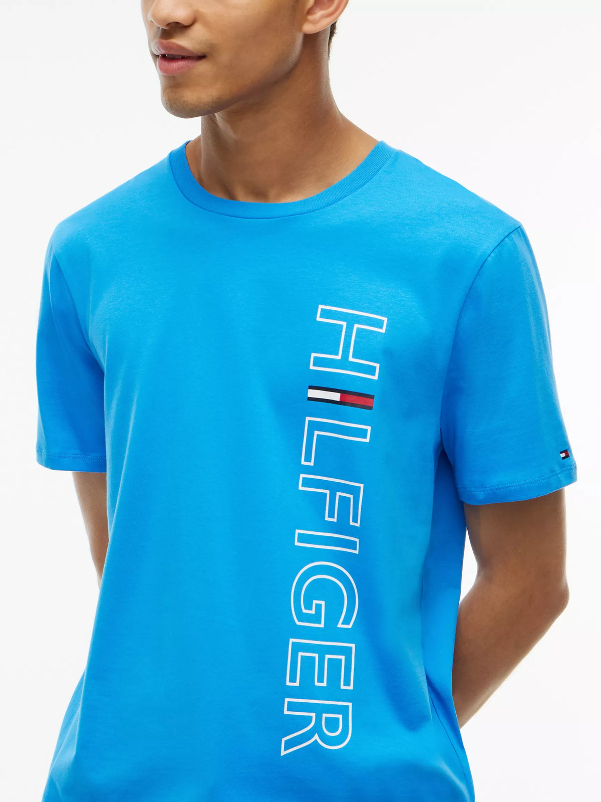 Hilfiger Vertical Hilfiger Logo T-Shirt Deep Sky Blue