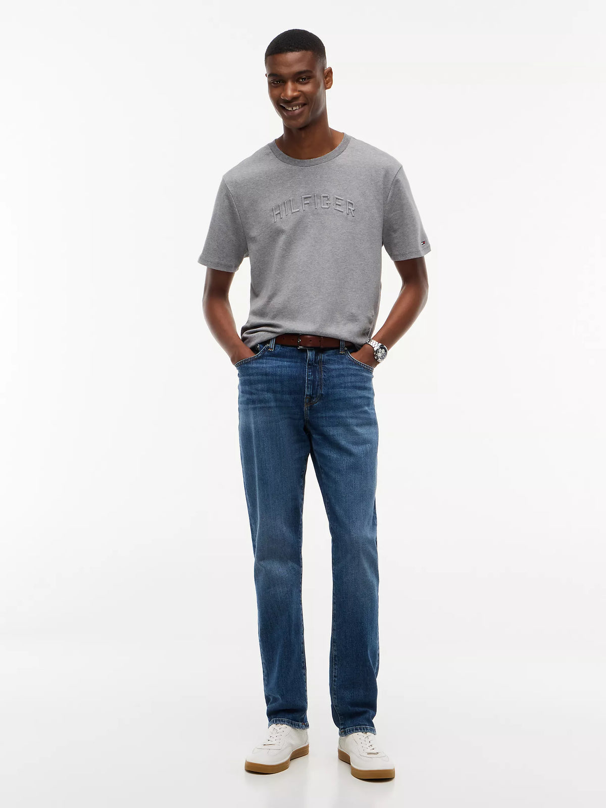 Hilfiger Embroidered Arch Logo T-Shirt B25 Grey Heather