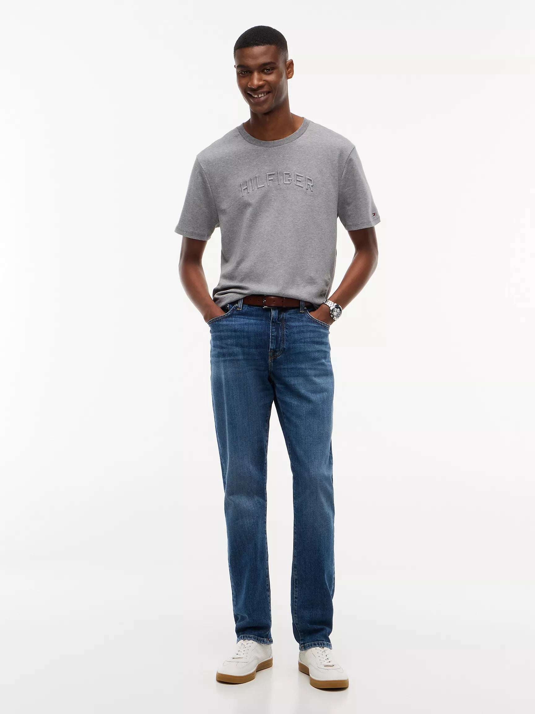 Hilfiger Embroidered Arch Logo T-Shirt B25 Grey Heather