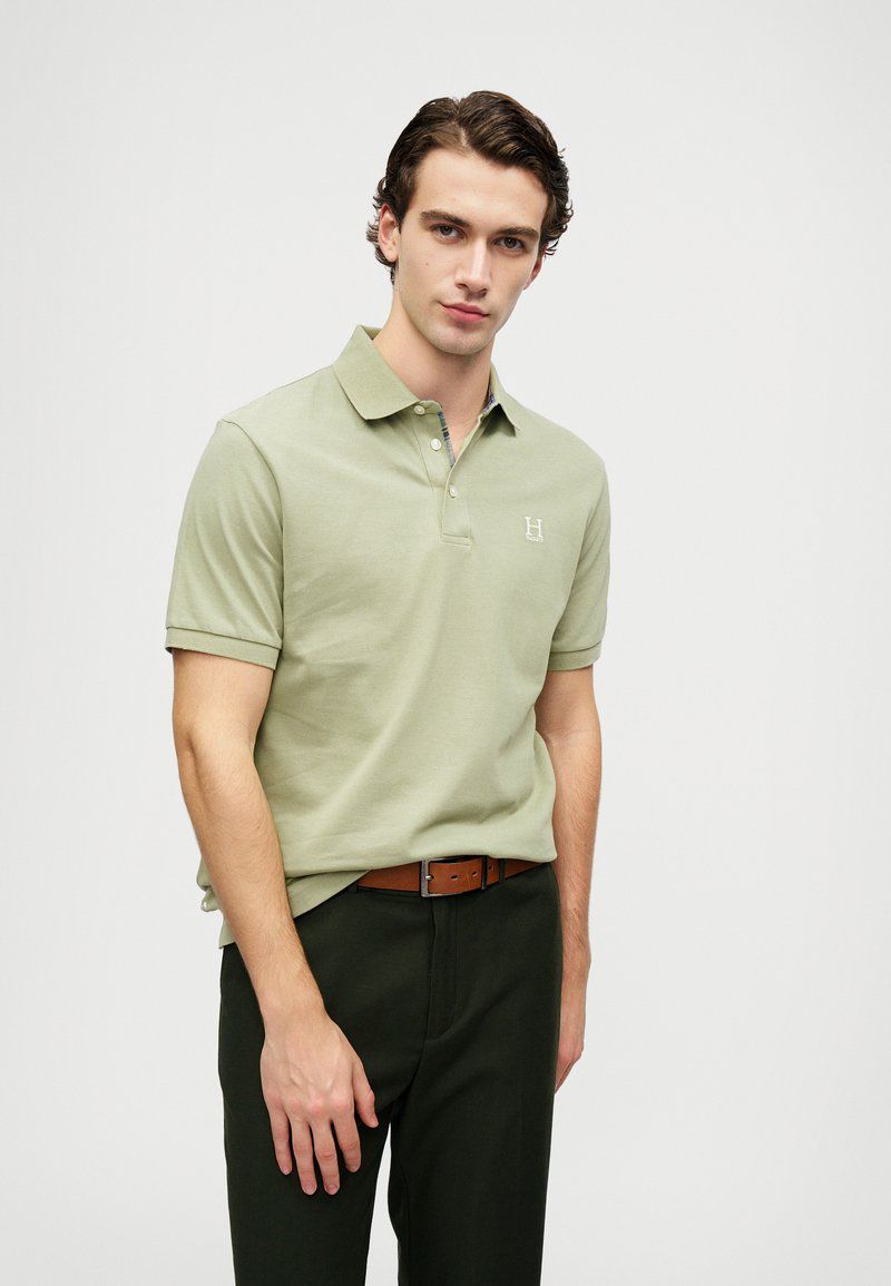 Hackett London HERITAGE MADRAS TRIM - Polo shirt - sage green